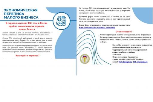 Экономическая перепись малого бизнеса 2021